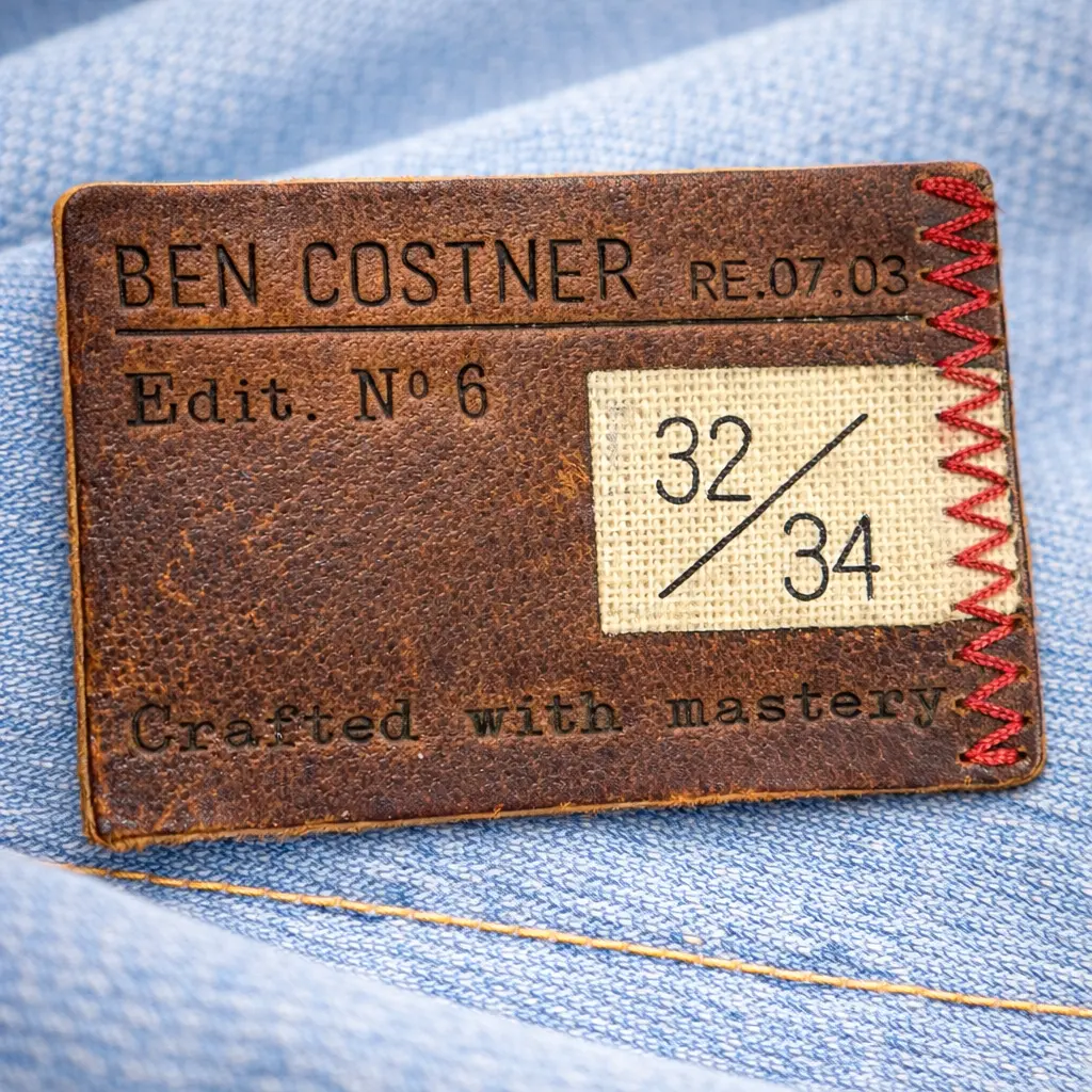 LL-3330 vintage style genuine leather label for jeans