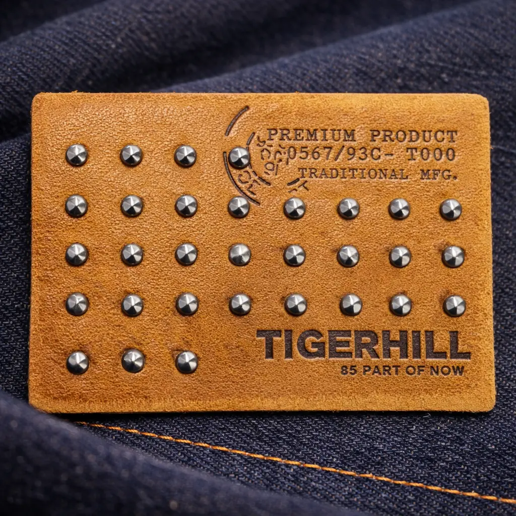 LL-3330 vintage style genuine leather label for jeans