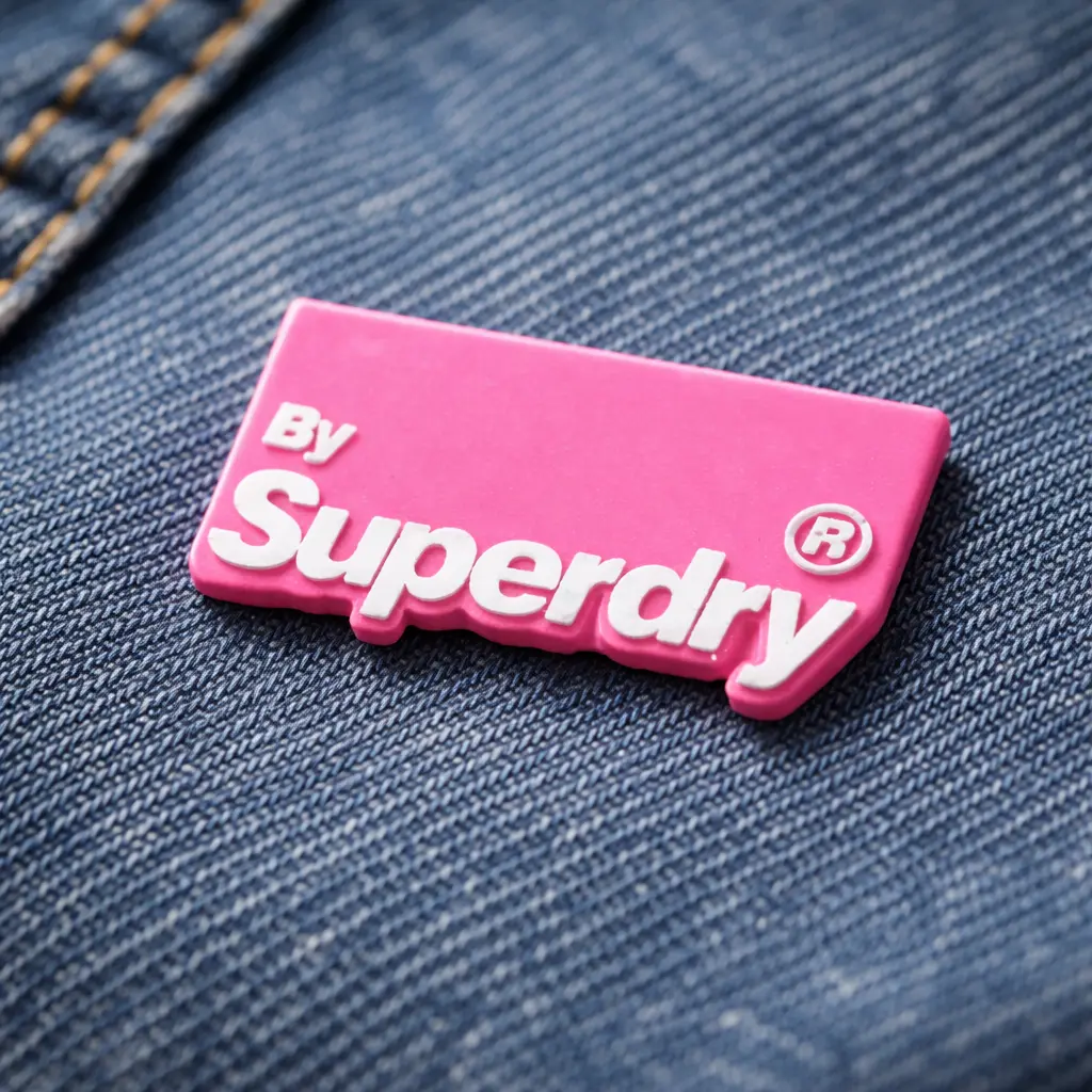 RL-3378 embossed rubber label for garment branding